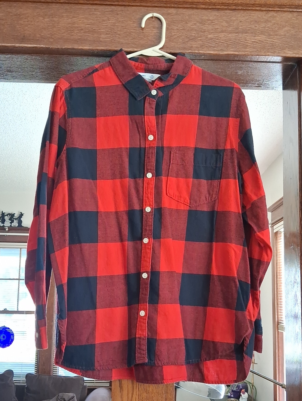 Old Navy Red and Black Buffalo Plaid Button-Down Shirt